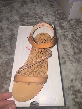 Kids Braided Strap Tan Sandal with Ankle Closure